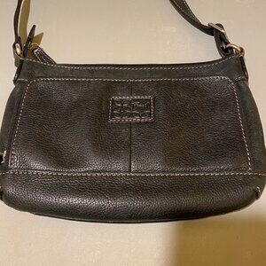 Vintage Fossil Crossbody Bag Womens Black Leather Adjustable Multi Pockets